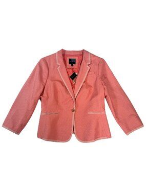 Coral Cotton Blazer NWT  L  Women Tailored Lightweight Modern Classic Jacket